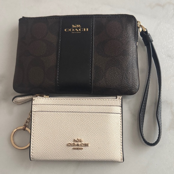 Coach Handbags - Coach Black and Cream Clutch and Wristlet Set